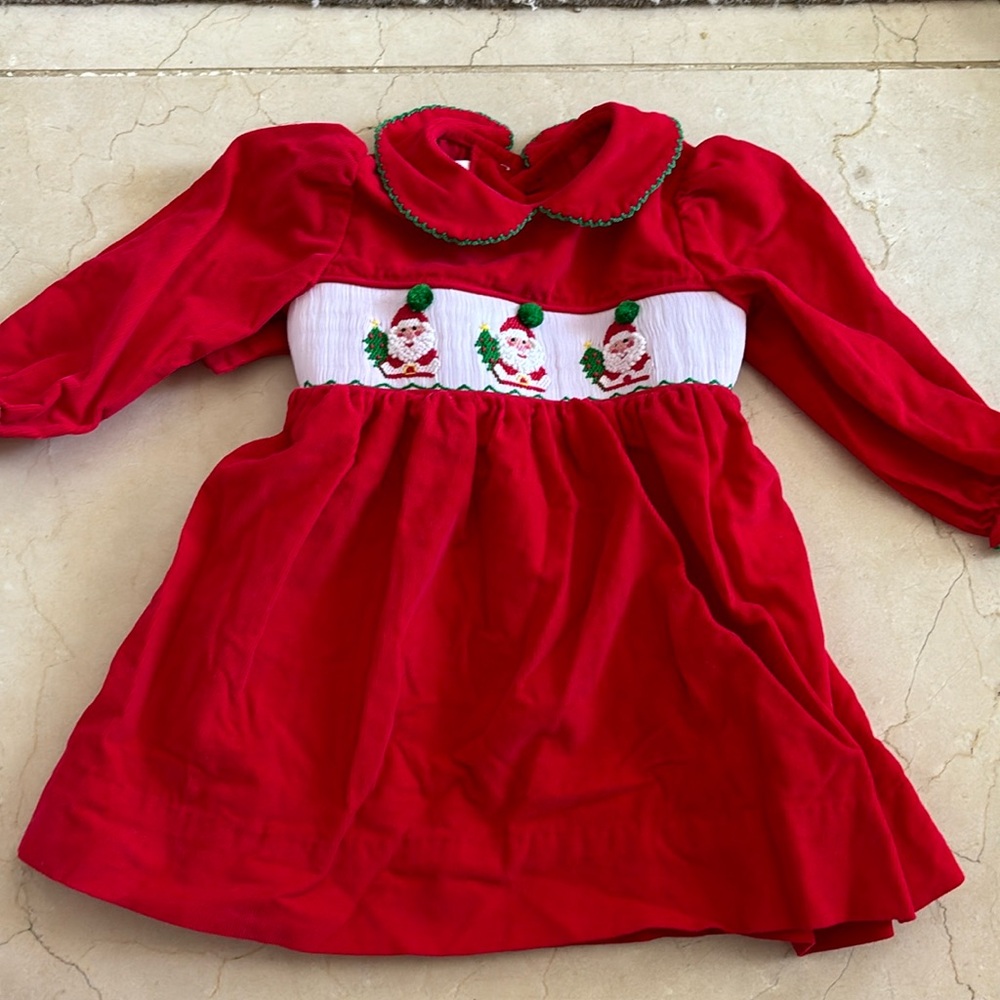 Southern Smocked Christmas baby dress